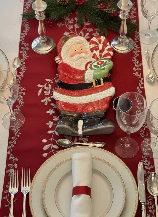 FITZ & FLOYD SANTA TRAY DISH CHRISTMAS Peppermint