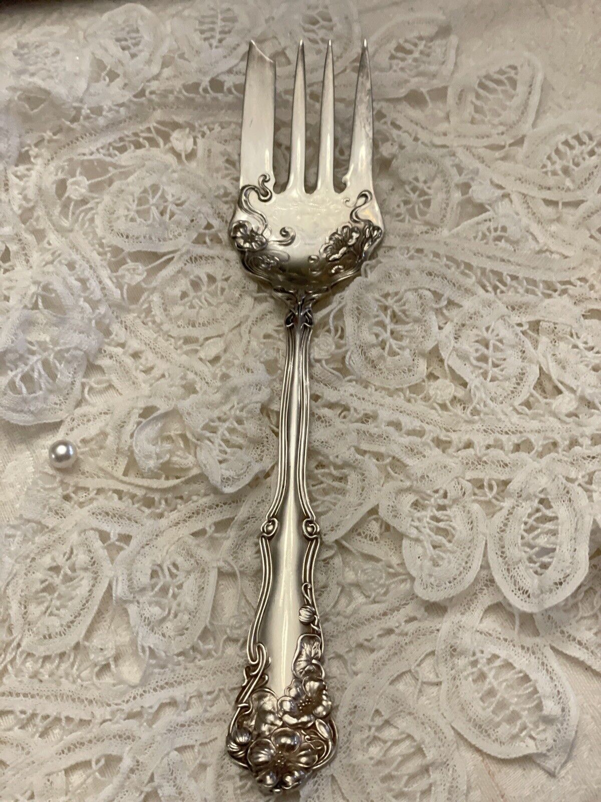 Antique BERWICK aka DIANA Cold Meat Serving Fork Rogers Pat. 1904 Silver Plate