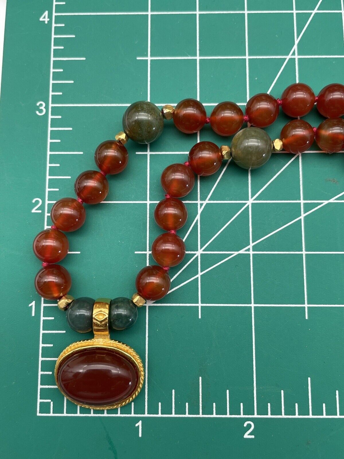 Vintage “Carnelian Jade”  Style Gold Plated Necklace & Earrings By JADED SIGNED