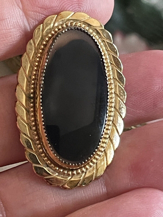 Vintage Agate Brooch Oval CATAMORE 12k Gold Filled