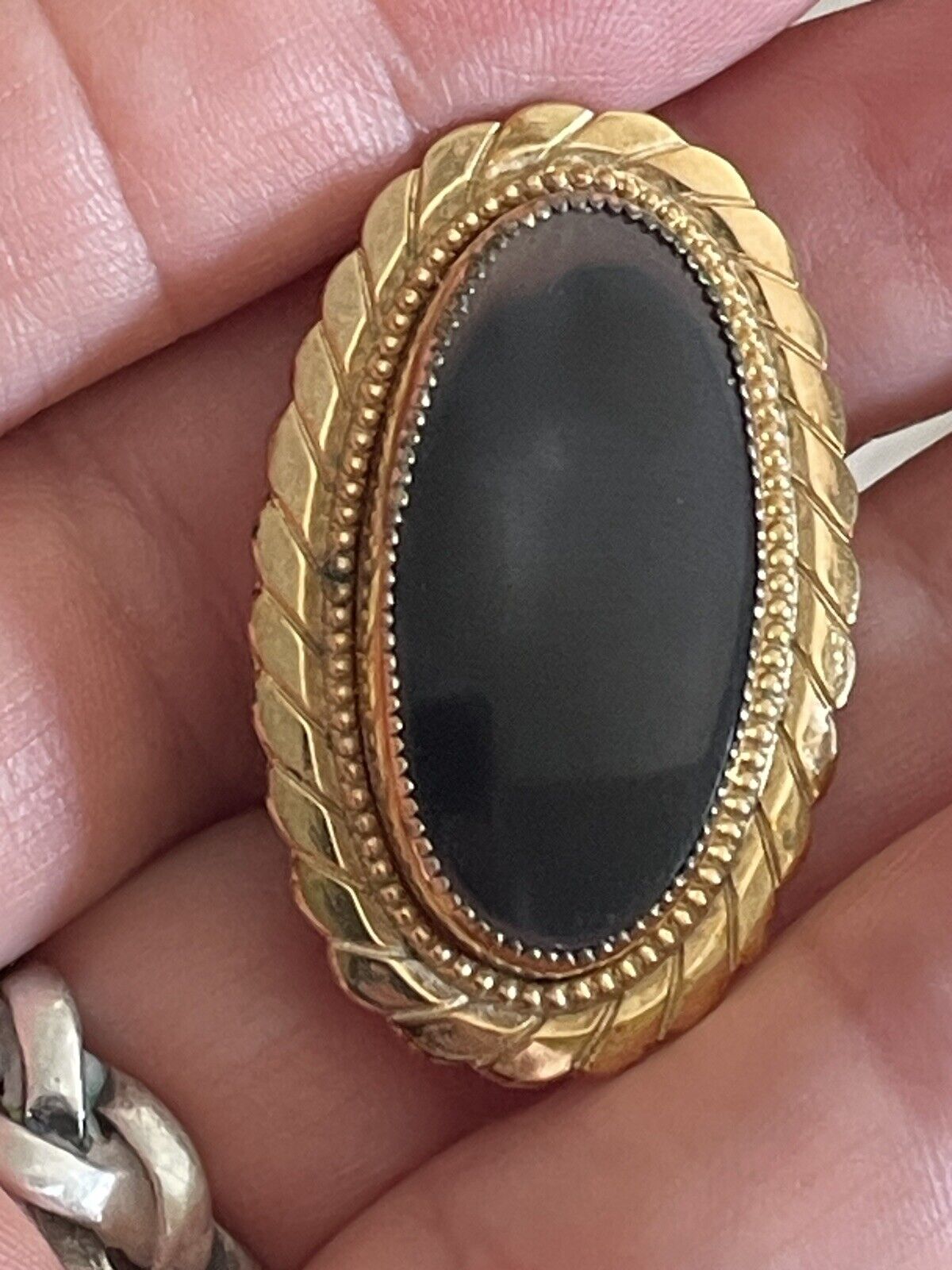 Vintage Agate Brooch Oval CATAMORE 12k Gold Filled