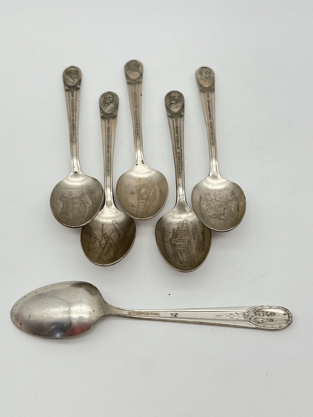 6 Vintage President Spoons 19th To 25th President Wm. ROGERS MFG Co. IS