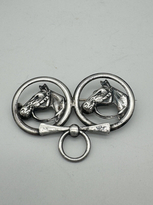 Vintage Sterling Silver Horse Pin Brooch Kentucky Derby Circa 2”