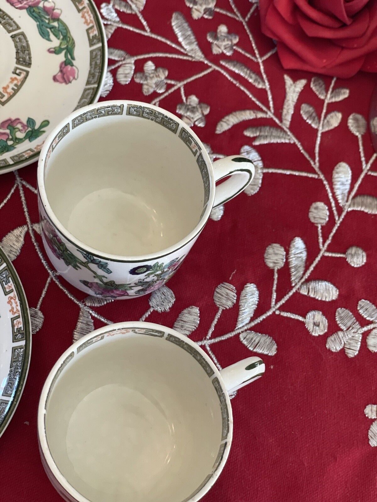 2 Indian Tree Espresso Cups & Saucers Royal Vitreous John Maddock & Sons Ltd