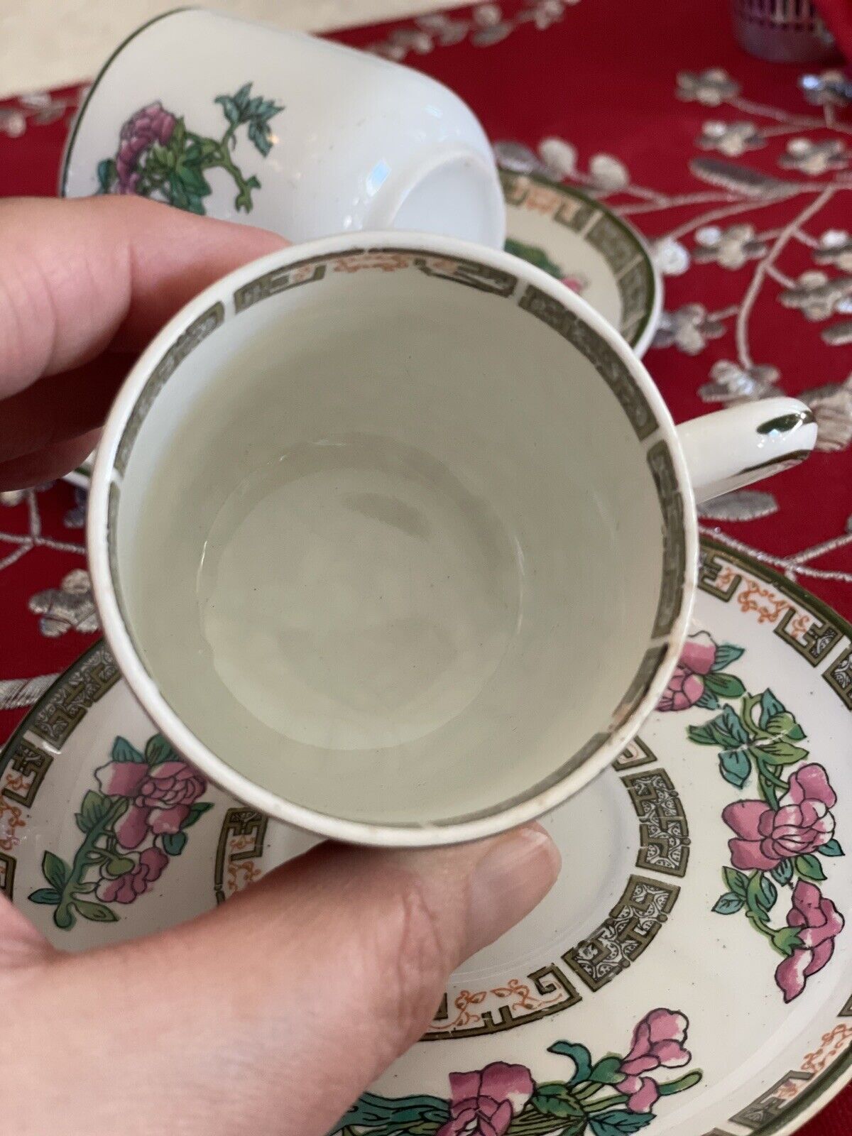 2 Indian Tree Espresso Cups & Saucers Royal Vitreous John Maddock & Sons Ltd