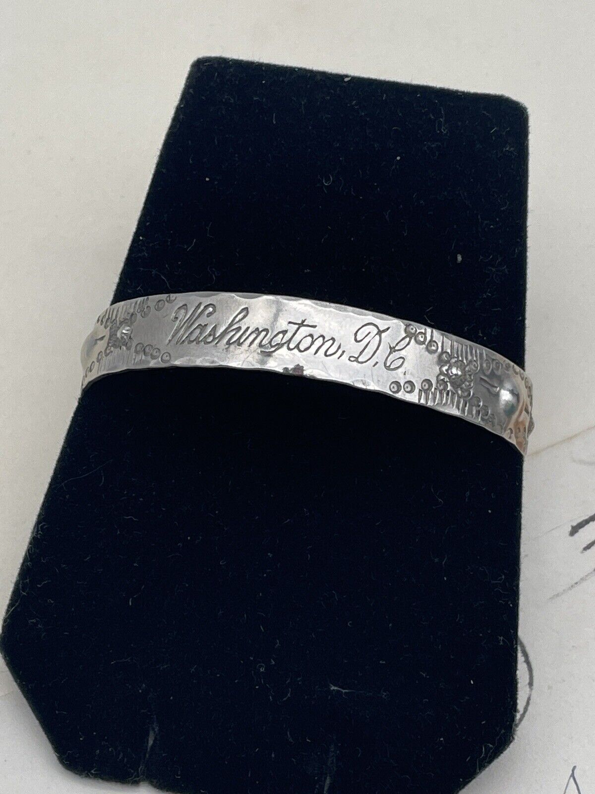 Vintage Souvenir Bangle Bracelet Washington DC Handmade Silver Tone