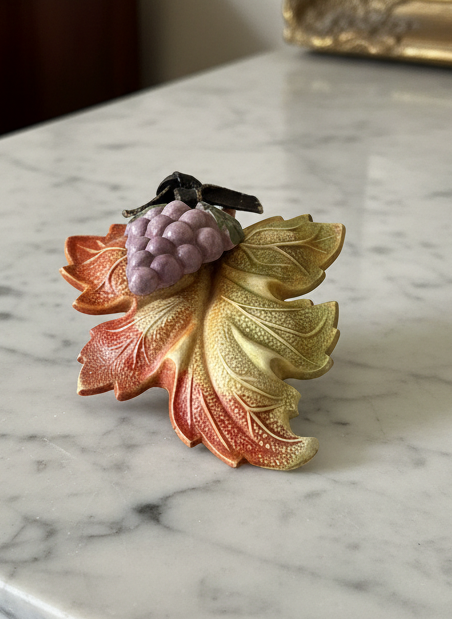 Vintage 1940s Celluloid Grape & Wine Leaf Brooch