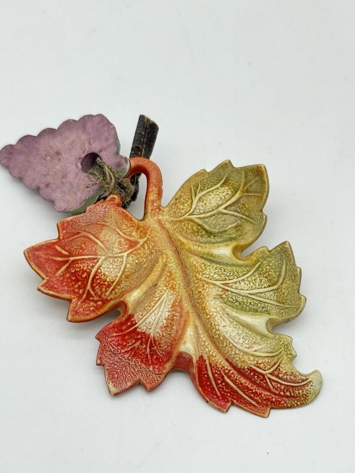 Vintage 1940s Celluloid Grape & Wine Leaf Brooch