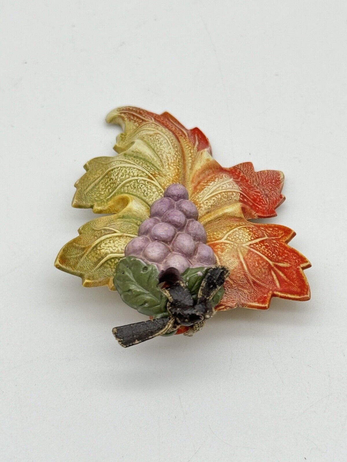 Vintage 1940s Celluloid Grape & Wine Leaf Brooch