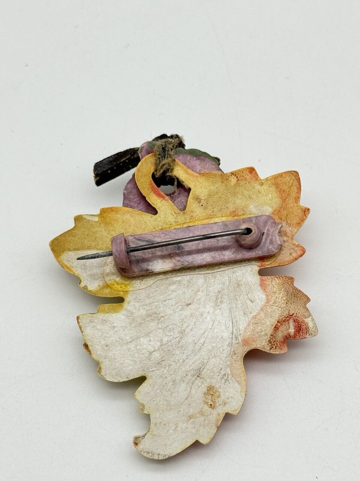 Vintage 1940s Celluloid Grape & Wine Leaf Brooch