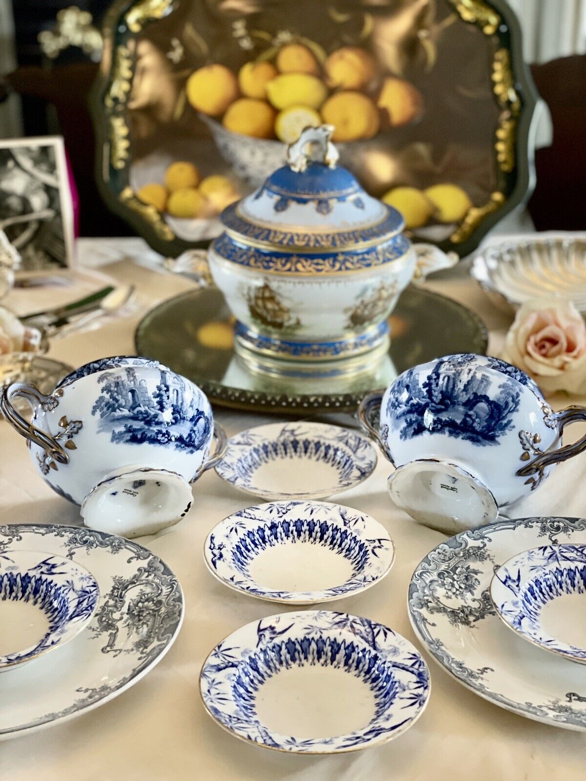 5  BERRY BOWLS Rare Antique EJD BODLEY Oriental Pattern Aesthetic Movement 1879