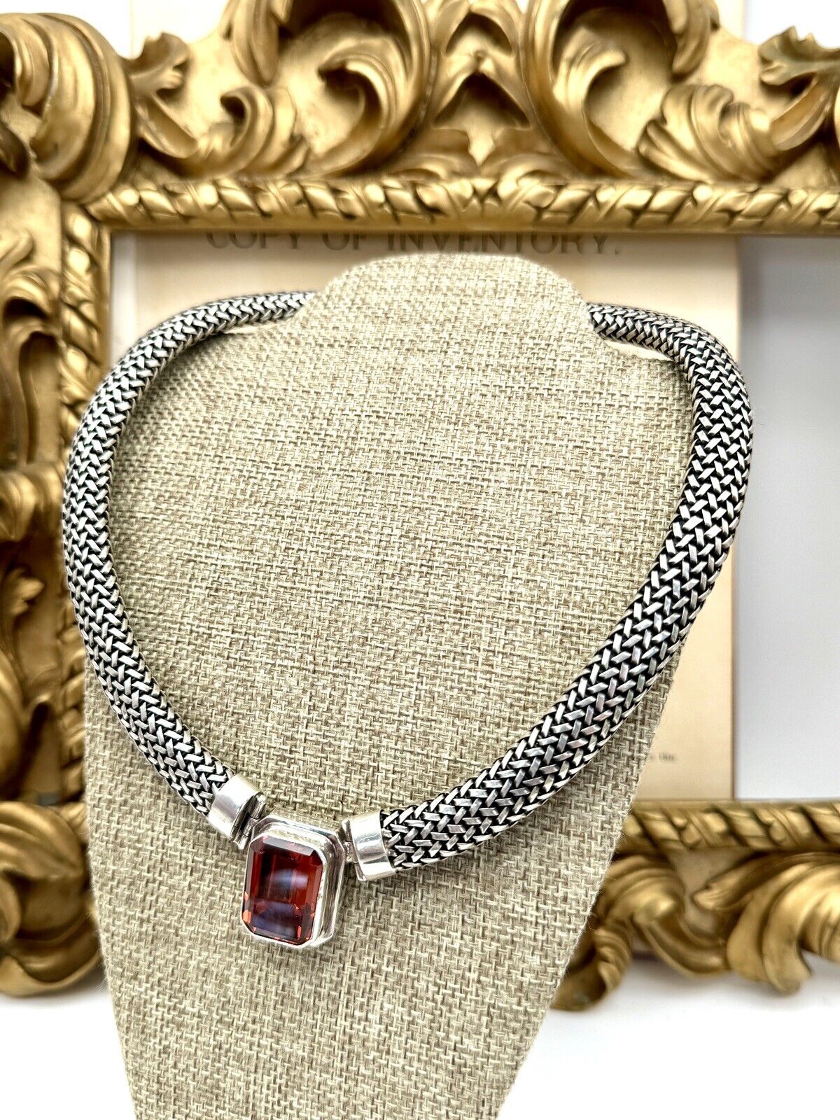 VINTAGE 925 Sterling Sliver Mesh Link Necklace Choker SUBSTANTIAL 108g 17”l