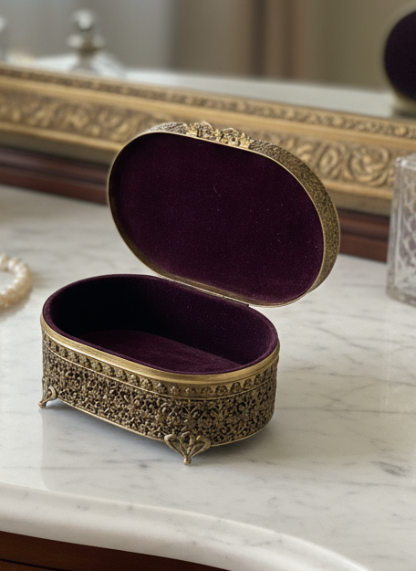 Vintage Jewelry Case Rose Design Celluloid RARE Hollywood Regency