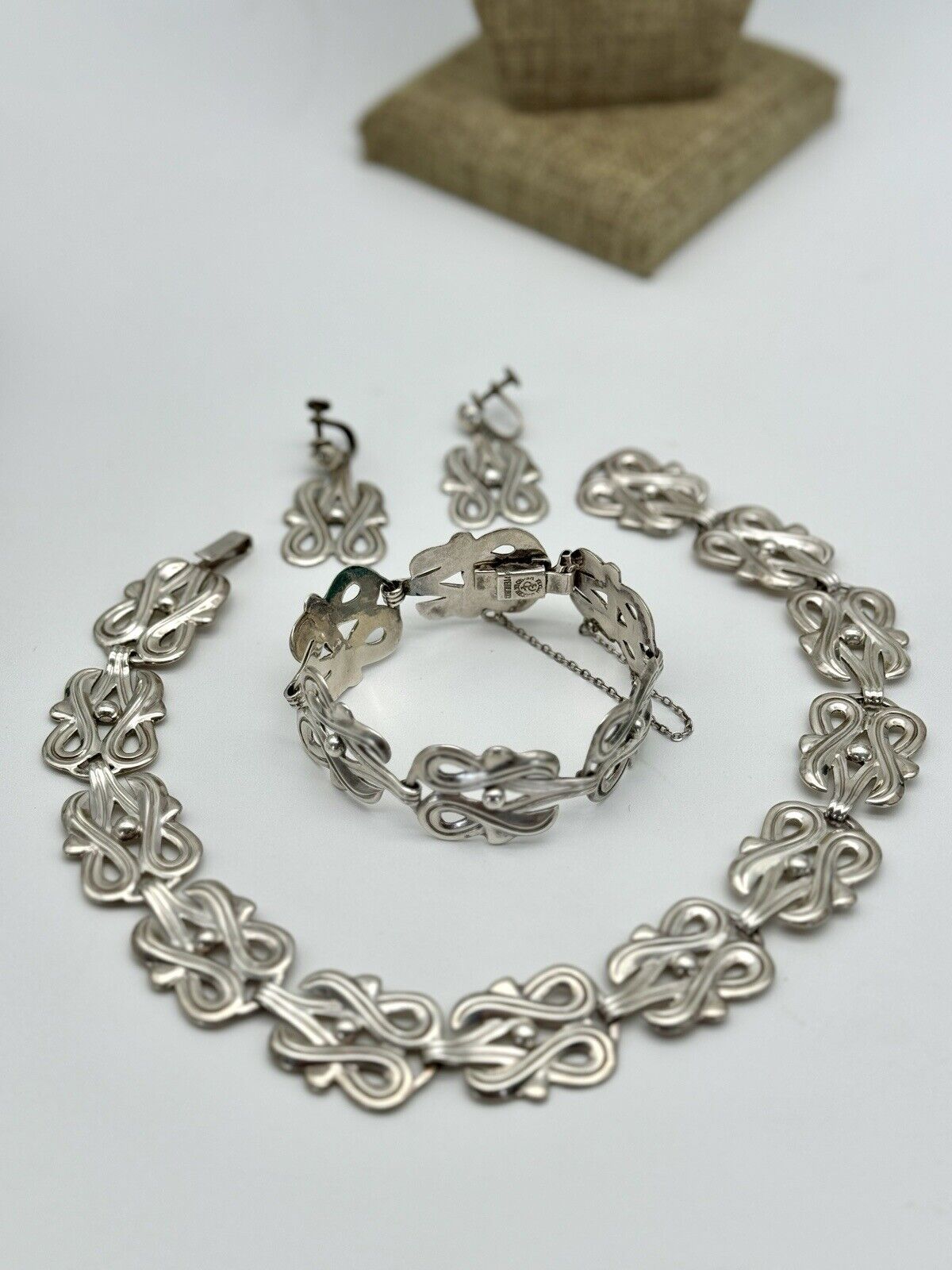 Vintage TAXCO Pedro Castillo 925 Sterling Necklace Bracelet Earrings Set SIGNED