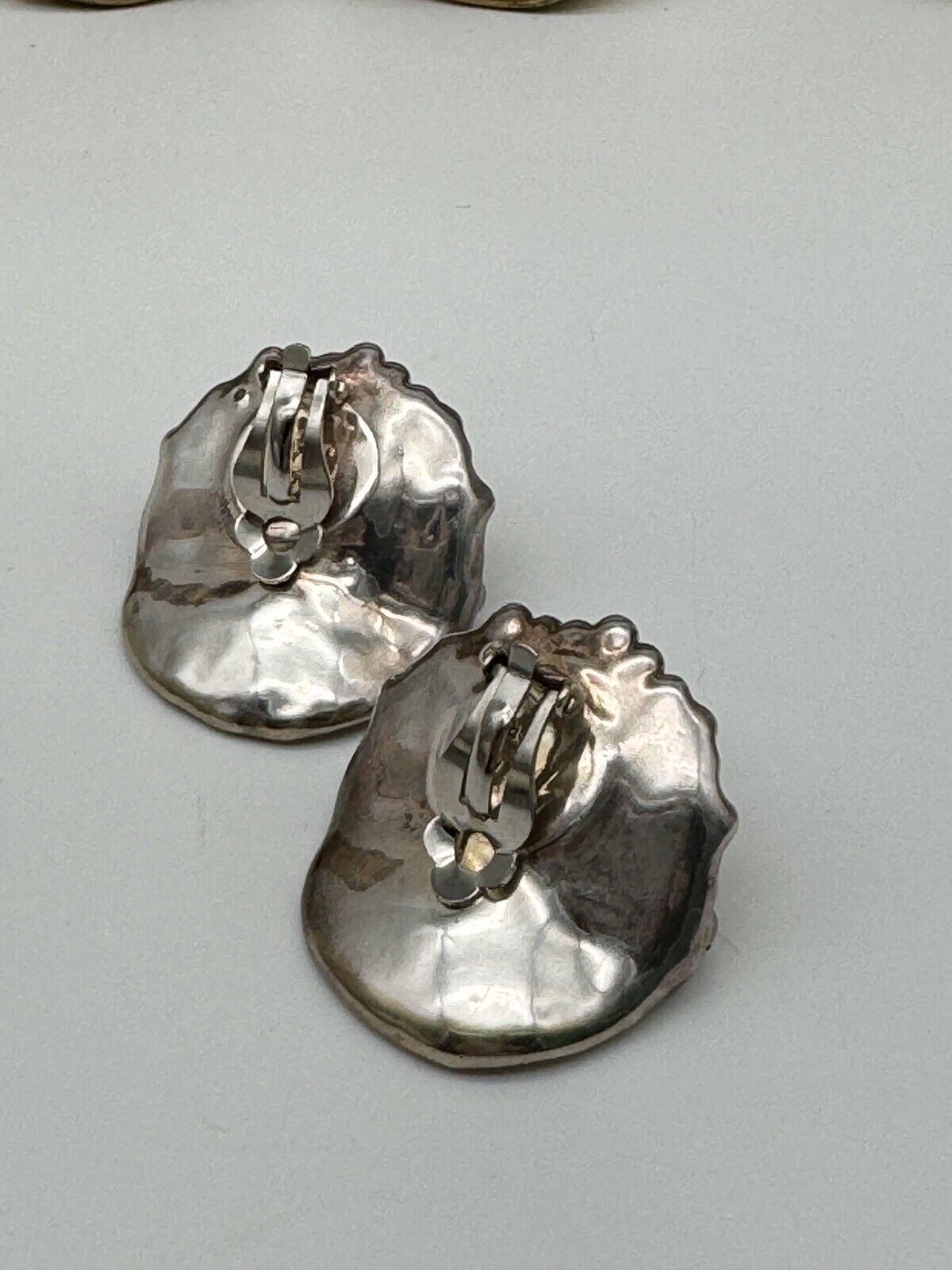 Sterling Vermeil 925 Modernist Style Clip On Earrings Signed ISRAEL