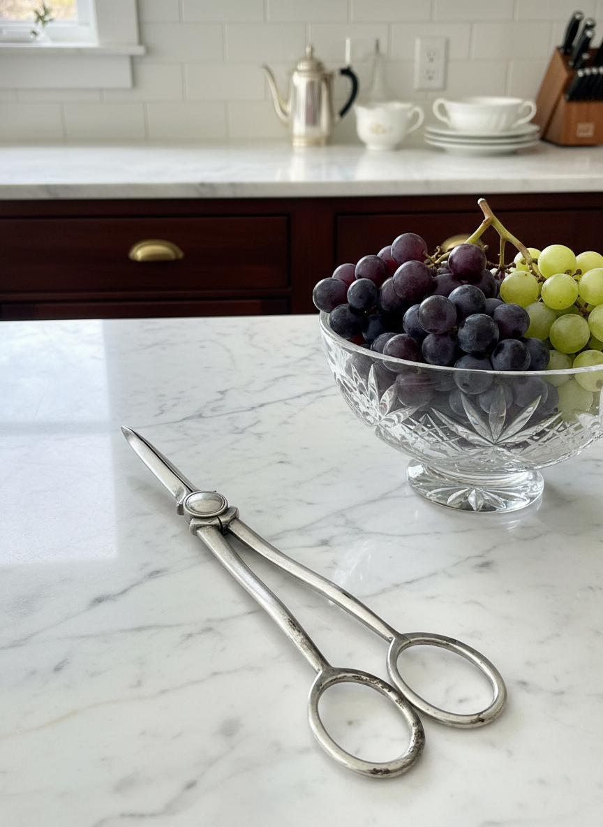 Antique Pair Grape Scissors Silverplate Cast Art Deco Style