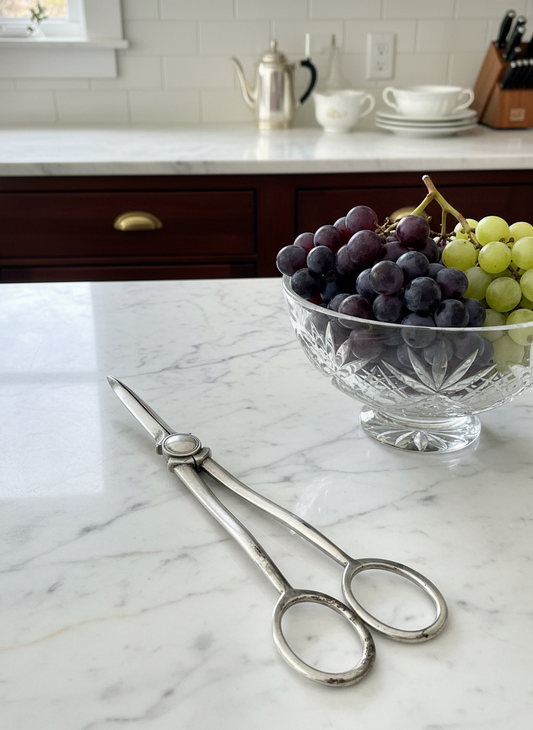 Antique Pair Grape Scissors Silverplate Cast Art Deco Style