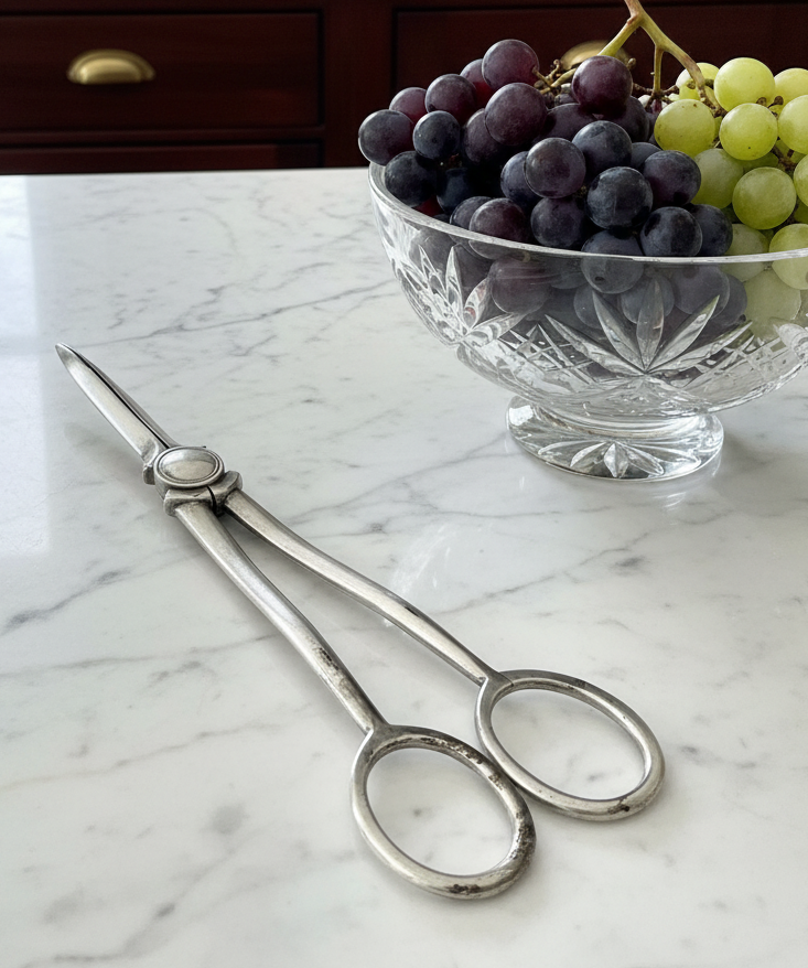Antique Pair Grape Scissors Silverplate Cast Art Deco Style