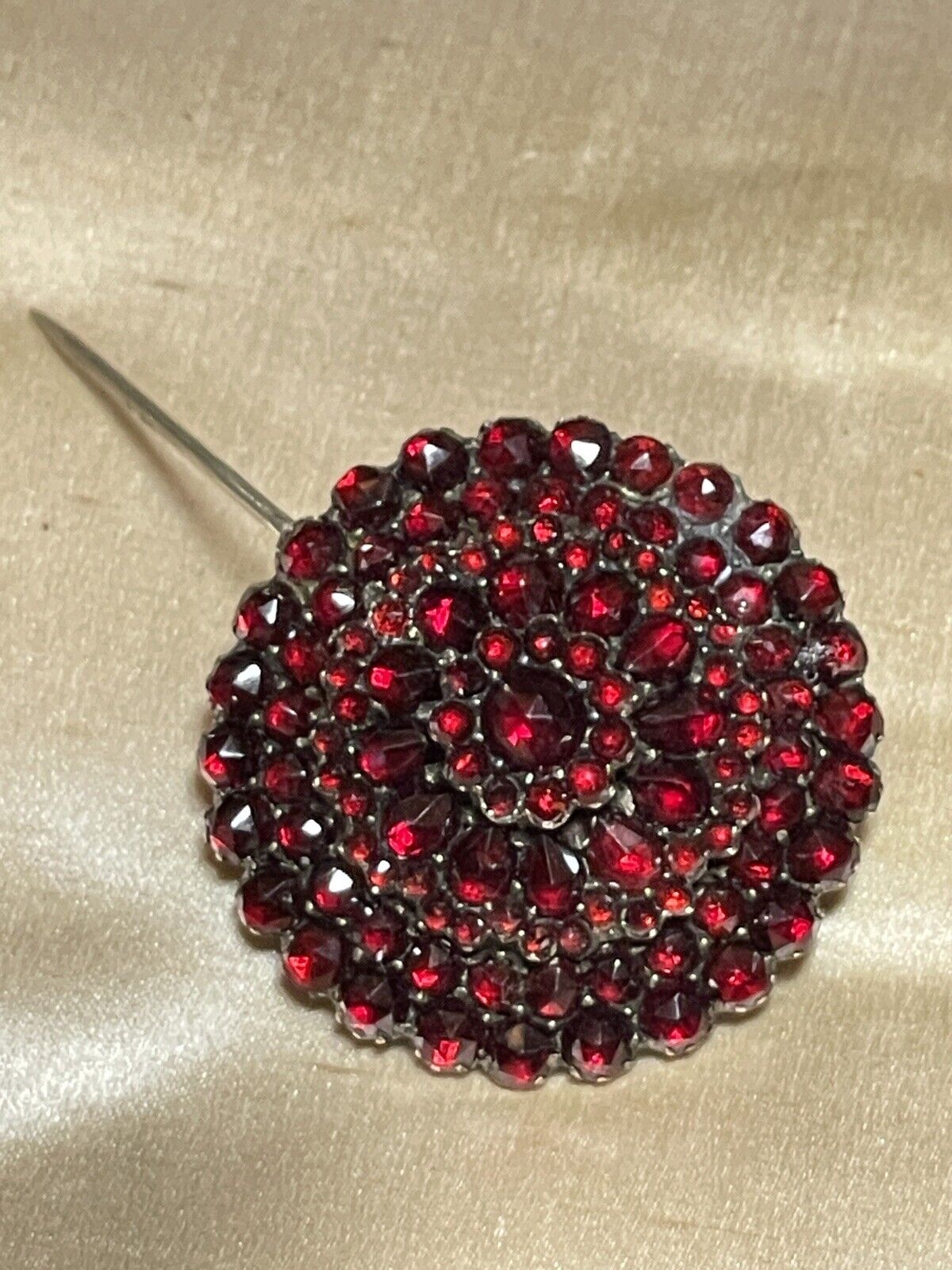 Antique Bohemian Victorian Rose Cut Garnet Brooch EXQUISITE