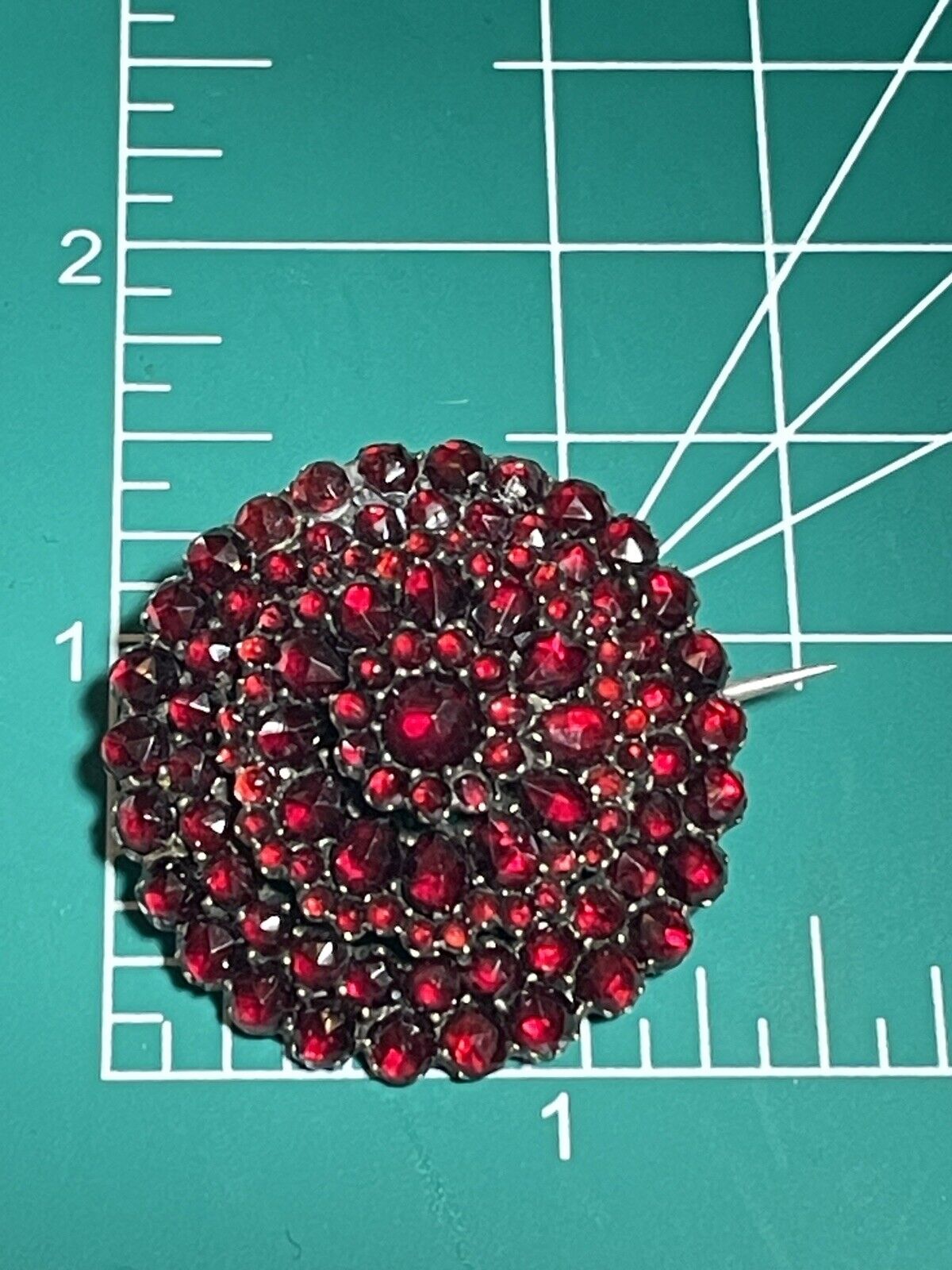 Antique Bohemian Victorian Rose Cut Garnet Brooch EXQUISITE