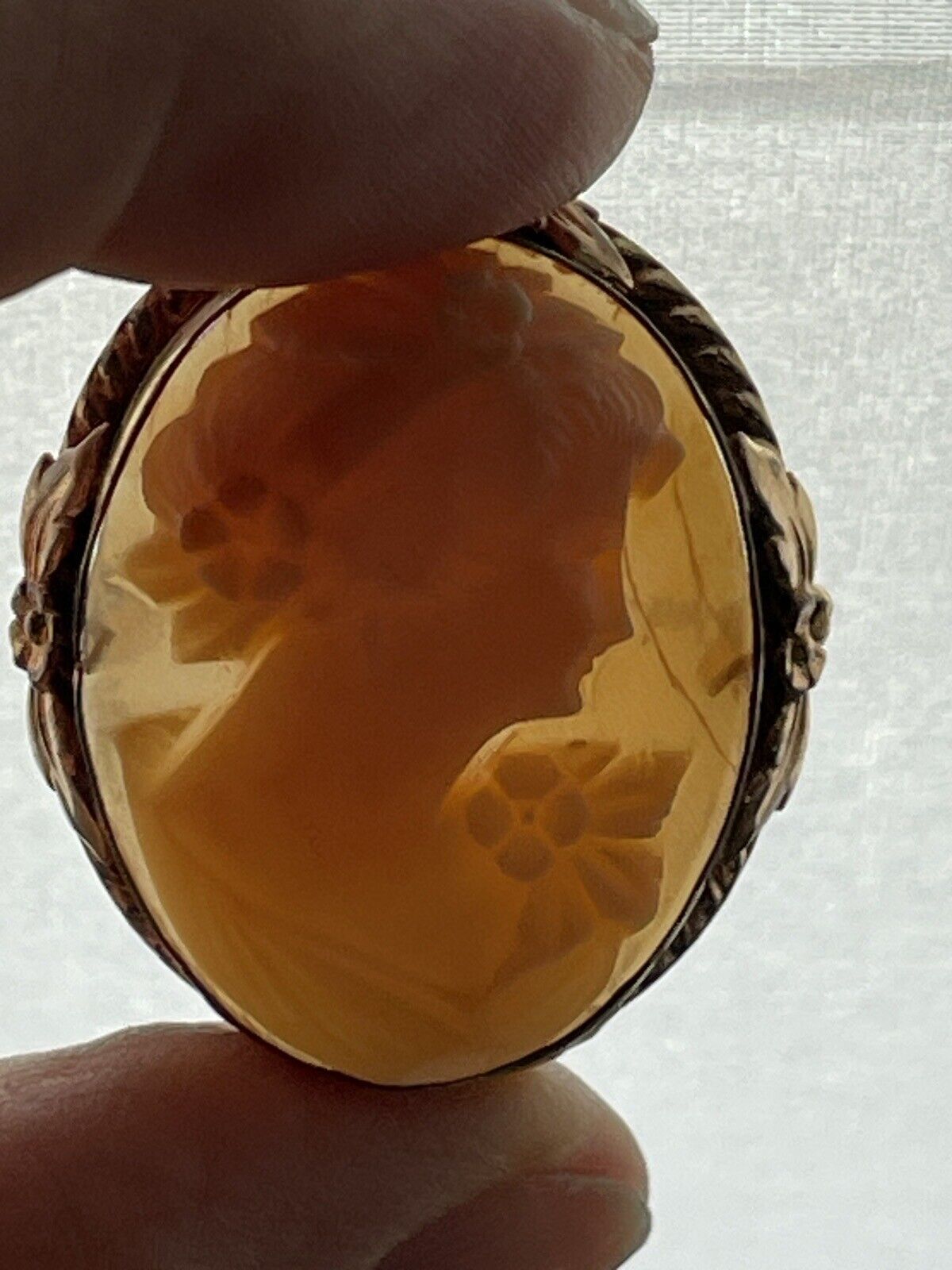 Shell Carved Cameo Brooch Pendant 12kt Gold Filled VINTAGE Estate Find