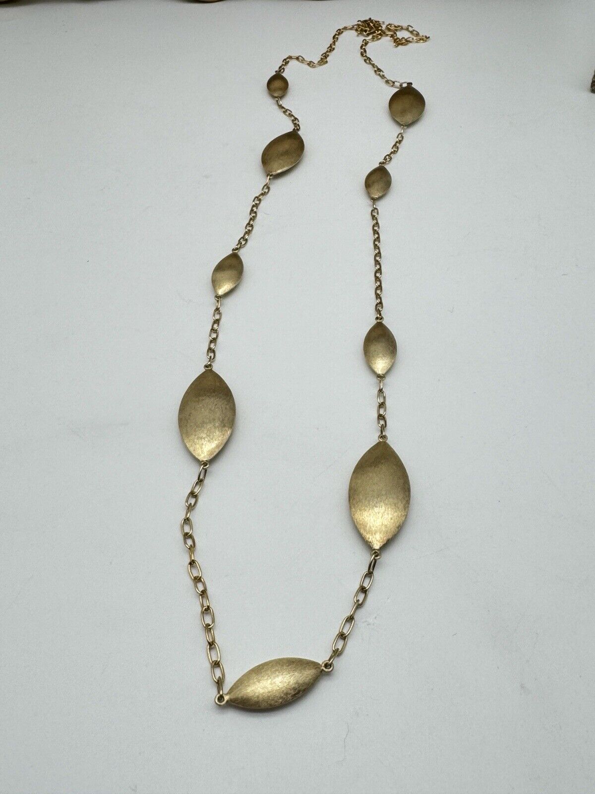 Sterling Silver 925 Gold VERMEIL Marquise Bead 36" Necklace ESTATE QUALITY