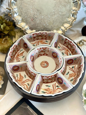 Vintage IMARI Lazy Susan Red Phoenix Hand Painted EXQUISITE JAPAN
