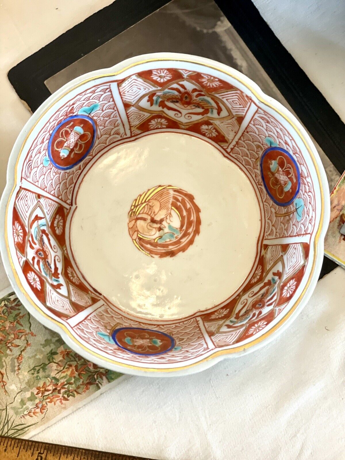 RARE Vintage IMARI Lazy Susan Red Phoenix Hand Painted EXQUISITE JAPAN