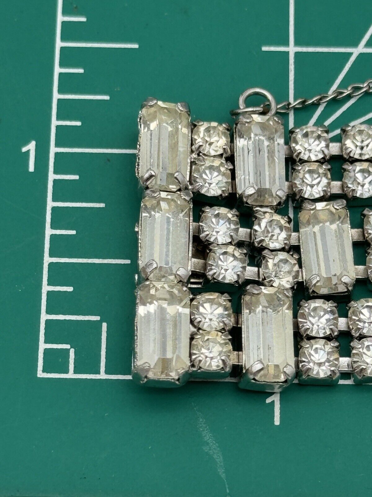 Vintage WIDE Rhinestone Bracelet 3 Row Clear 1950-60s Estate Find 7.5”l