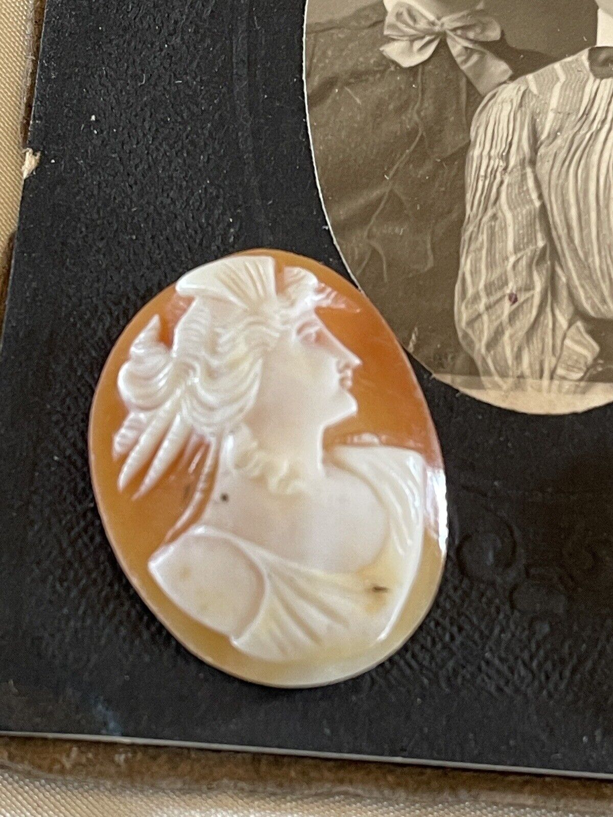 Lot Of 2 Hand Carved Shell Cameos Left & Right Facing Loose