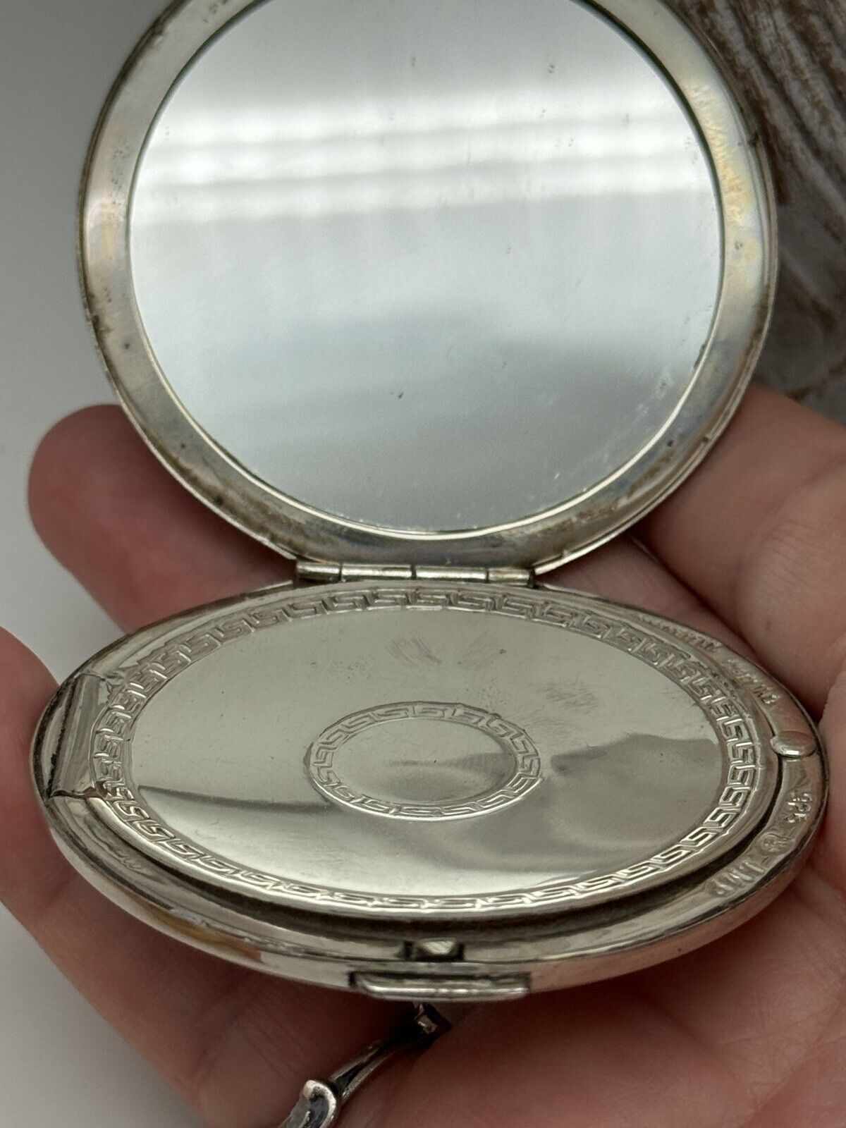 Vintage Sterling Silver 925 Compact by IMP UNUSED CHASED DESIGN No Mono