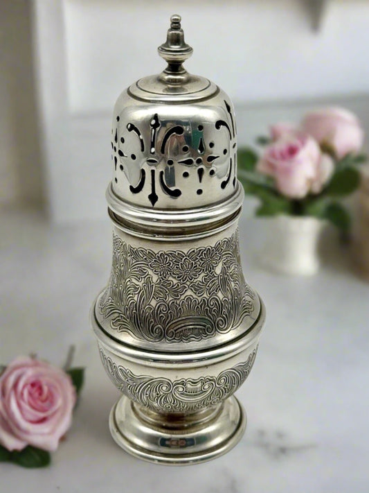 ANTIQUE STYLE VINTAGE ENGLISH EDWARDIAN SILVER PLATE SUGAR CASTOR MUFFINEER