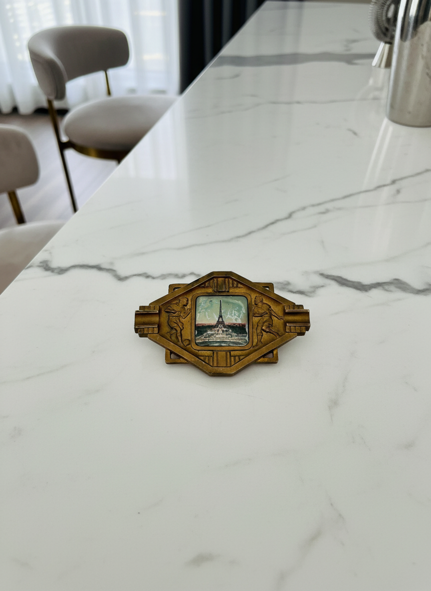 ART DECO Paris Sports Memorabilia Soccer “Football”  “Ashtray” With Eiffel Tower