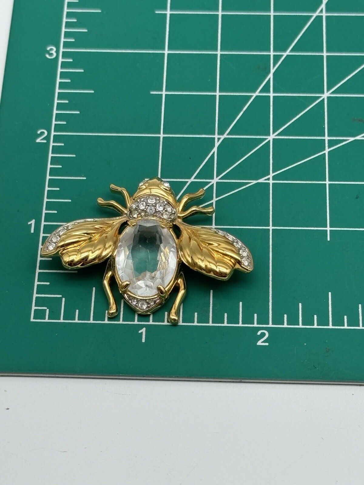 Vintage Bee SWAROVSKI Crystal Brooch Swan SIGNED Goldplated Estate Find