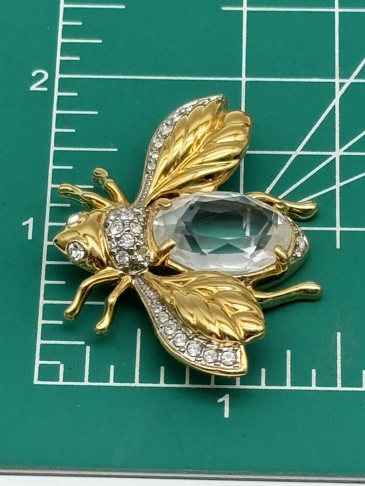 Vintage Bee SWAROVSKI Crystal Brooch Swan SIGNED Goldplated Estate Find