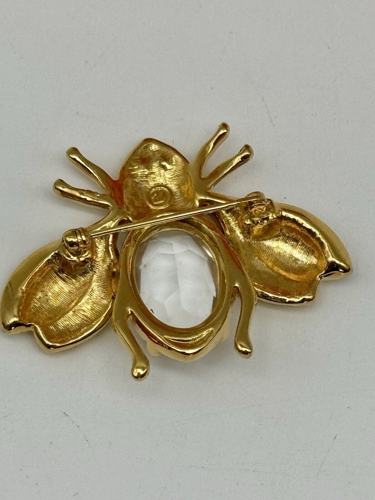 Vintage Bee SWAROVSKI Crystal Brooch Swan SIGNED Goldplated Estate Find