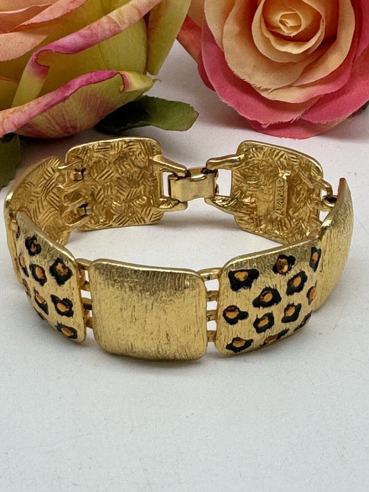 Vintage SIGNED IVANA Leopard Bracelet Gold Tones ca. 7”