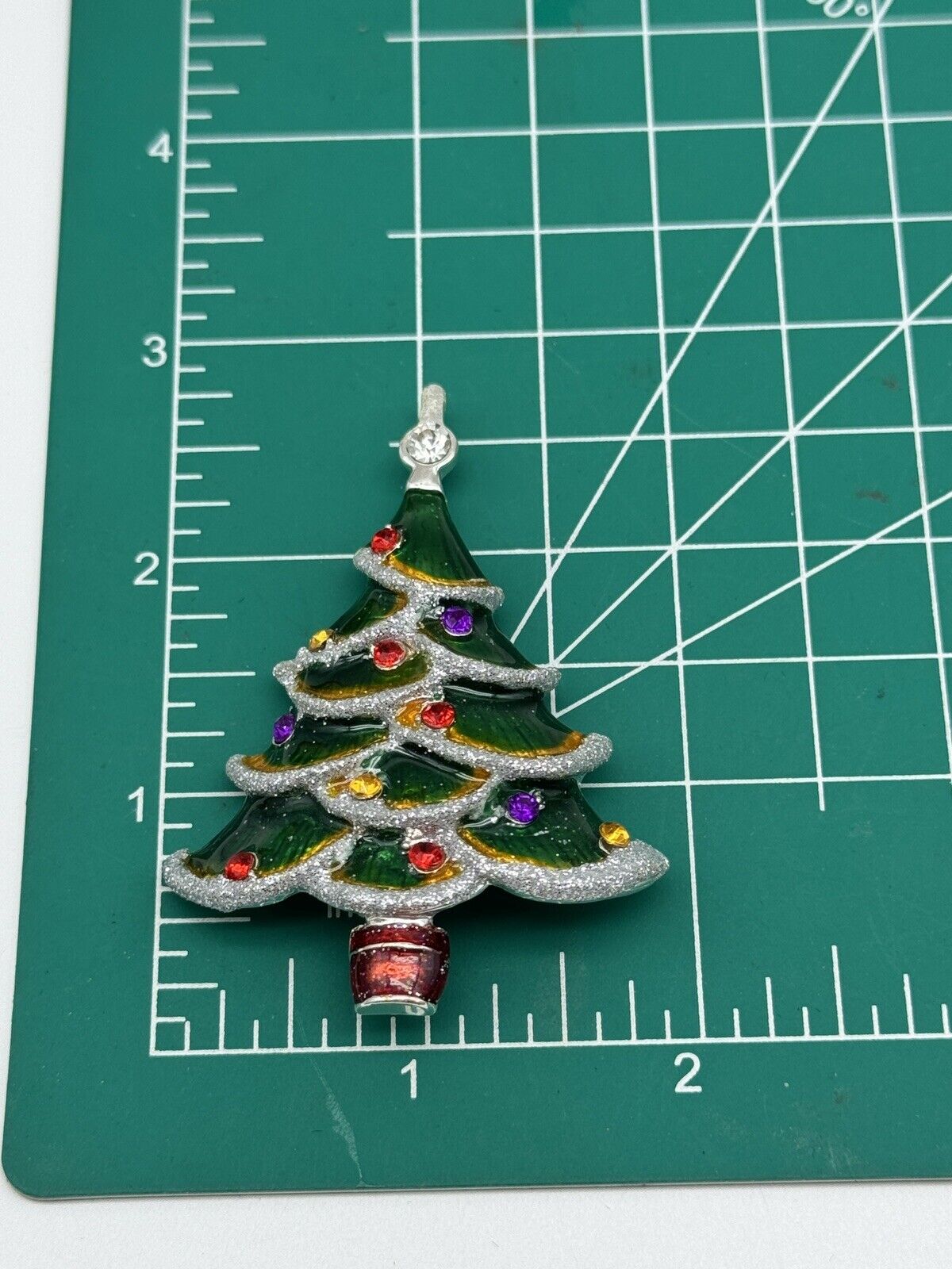 Vintage Christmas Tree Brooch Pin Enameled Estate Find