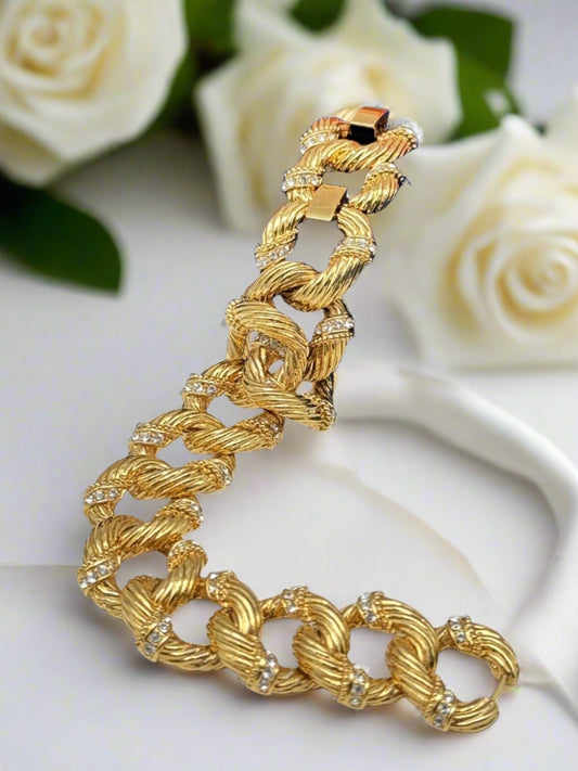 CAMROSE & KROSS JBK Jackie Kennedy Gold Tone/Rhinestone Bracelet ESTATE FIND