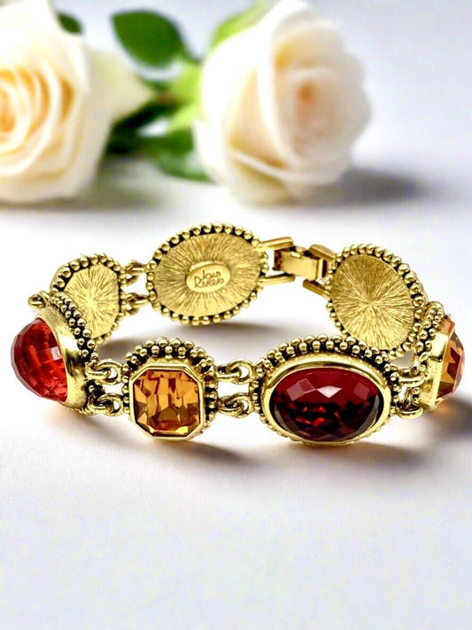 Joan Rivers Autumnal Panel Bracelet circa 6.5” ESTATE FIND