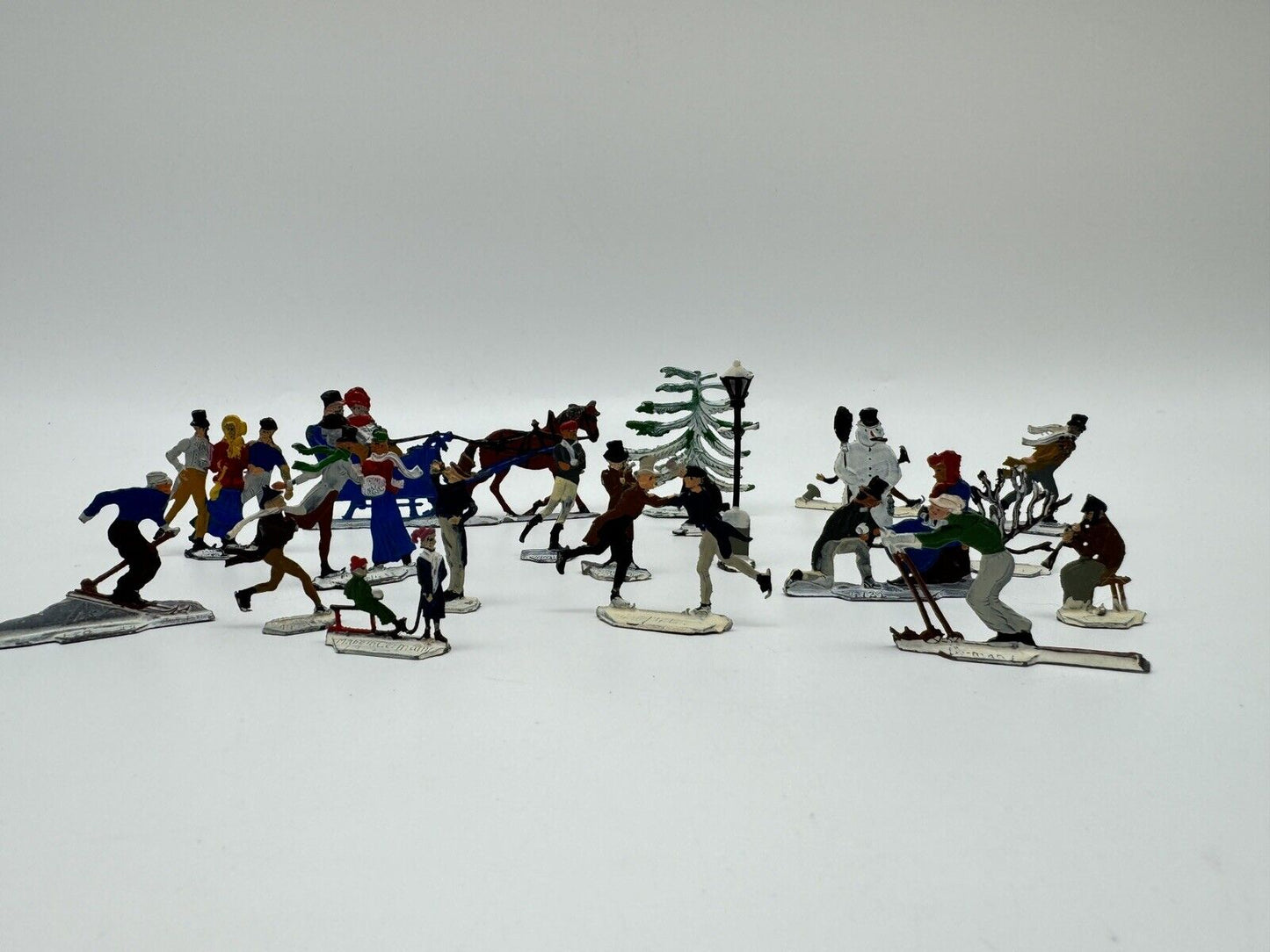 Christmas Village Authentic Antique 1920’s Hans Heinricksen Victorian Flat Lead Figures 20 PCs   B