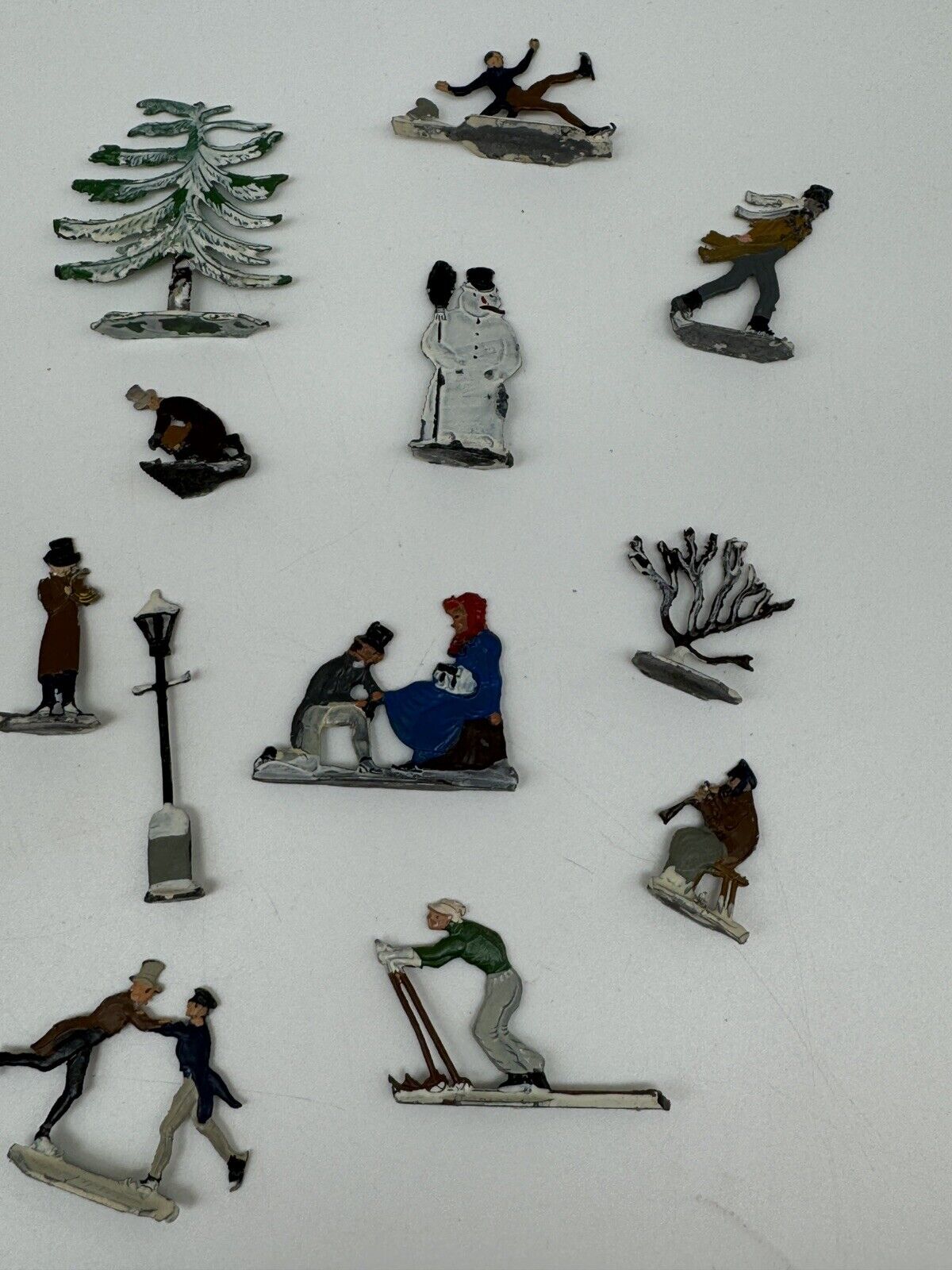 Christmas Village Authentic Antique 1920’s Hans Heinricksen Victorian Flat Lead Figures 20 PCs   B