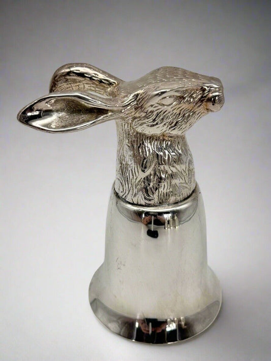 Vintage Stirrup Cup Silver Plate HARE Rabbit Equestrian ESTATE FIND Ca.5.5”h