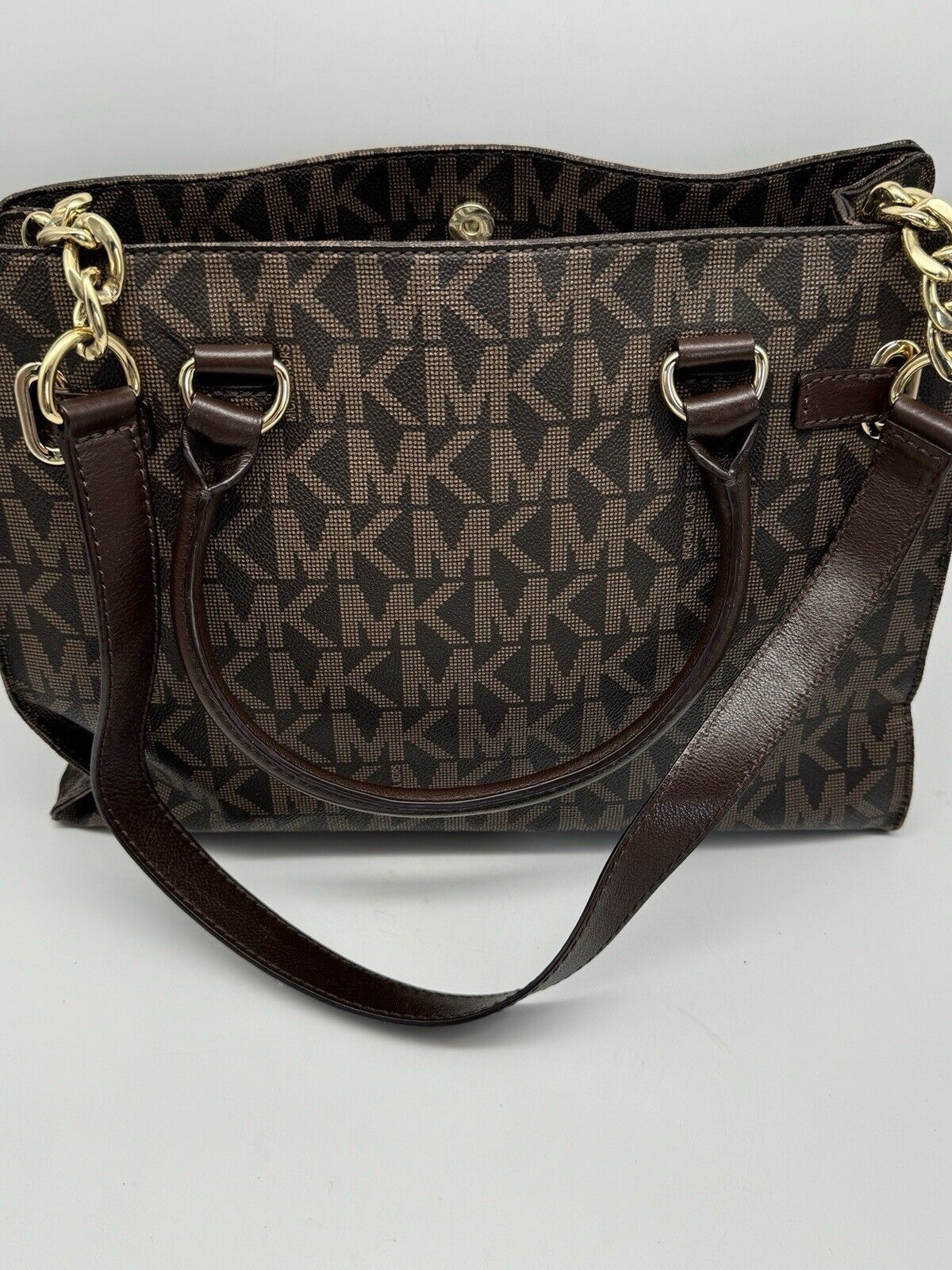 Michael Kors Brown MK Logo Hamilton Signature Tote Handbag Purse Authentic PRE-Owned