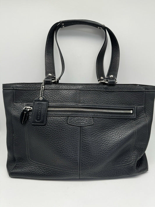 Coach PENELOPE Black Pebbled Leather Tote Handbag Shoulder Bag F14684 Large PRE-Owned