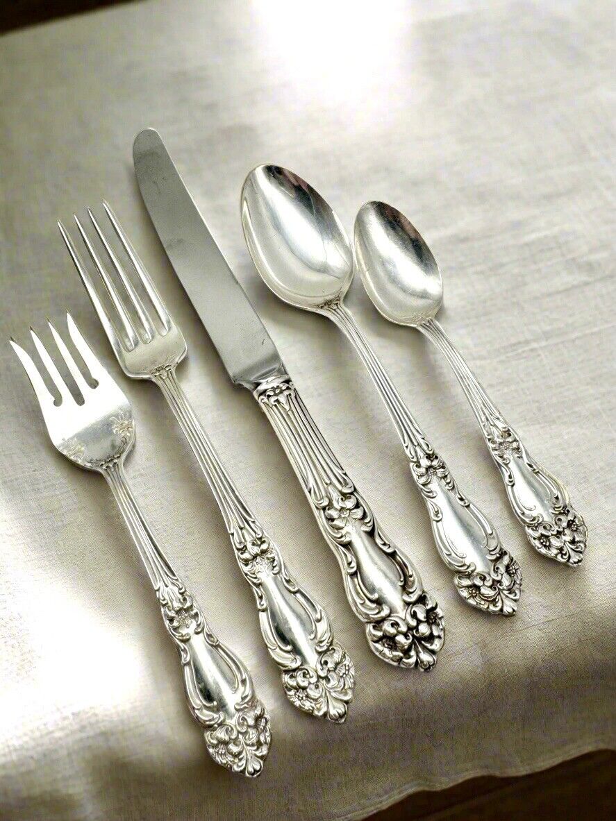 1901 TIGER LILY REED & BARTON Silverware Set ART NOUVEAU 29 PCs Silverplate in Wood Anti Tarnish Case