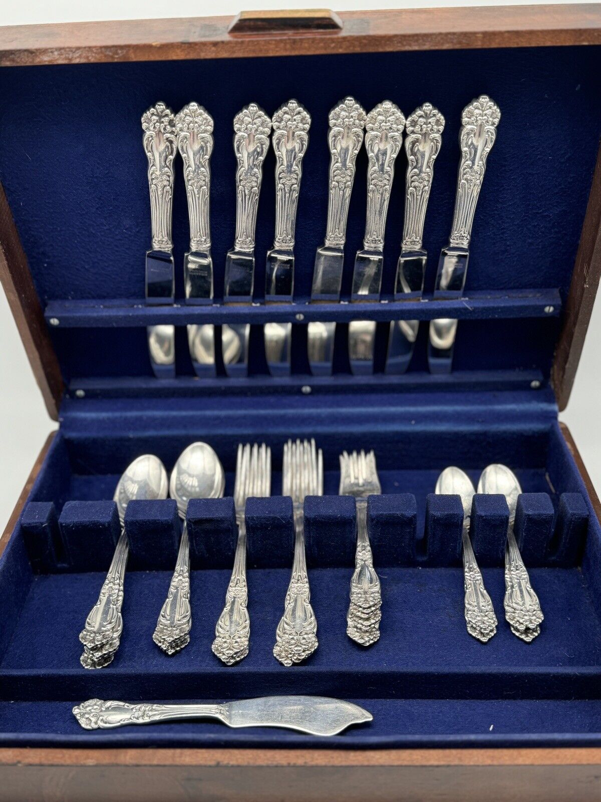 1901 TIGER LILY REED & BARTON Silverware Set ART NOUVEAU 29 PCs Silverplate in Wood Anti Tarnish Case