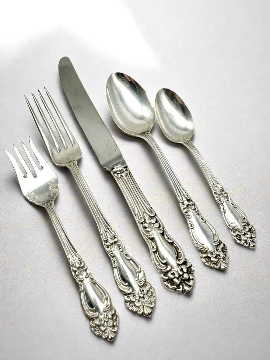 1901 TIGER LILY REED & BARTON Silverware Set ART NOUVEAU 29 PCs Silverplate in Wood Anti Tarnish Case