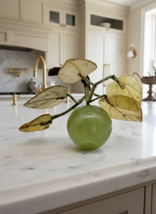 Vintage MCM Carved Jade Alabaster Stone Small APPLE