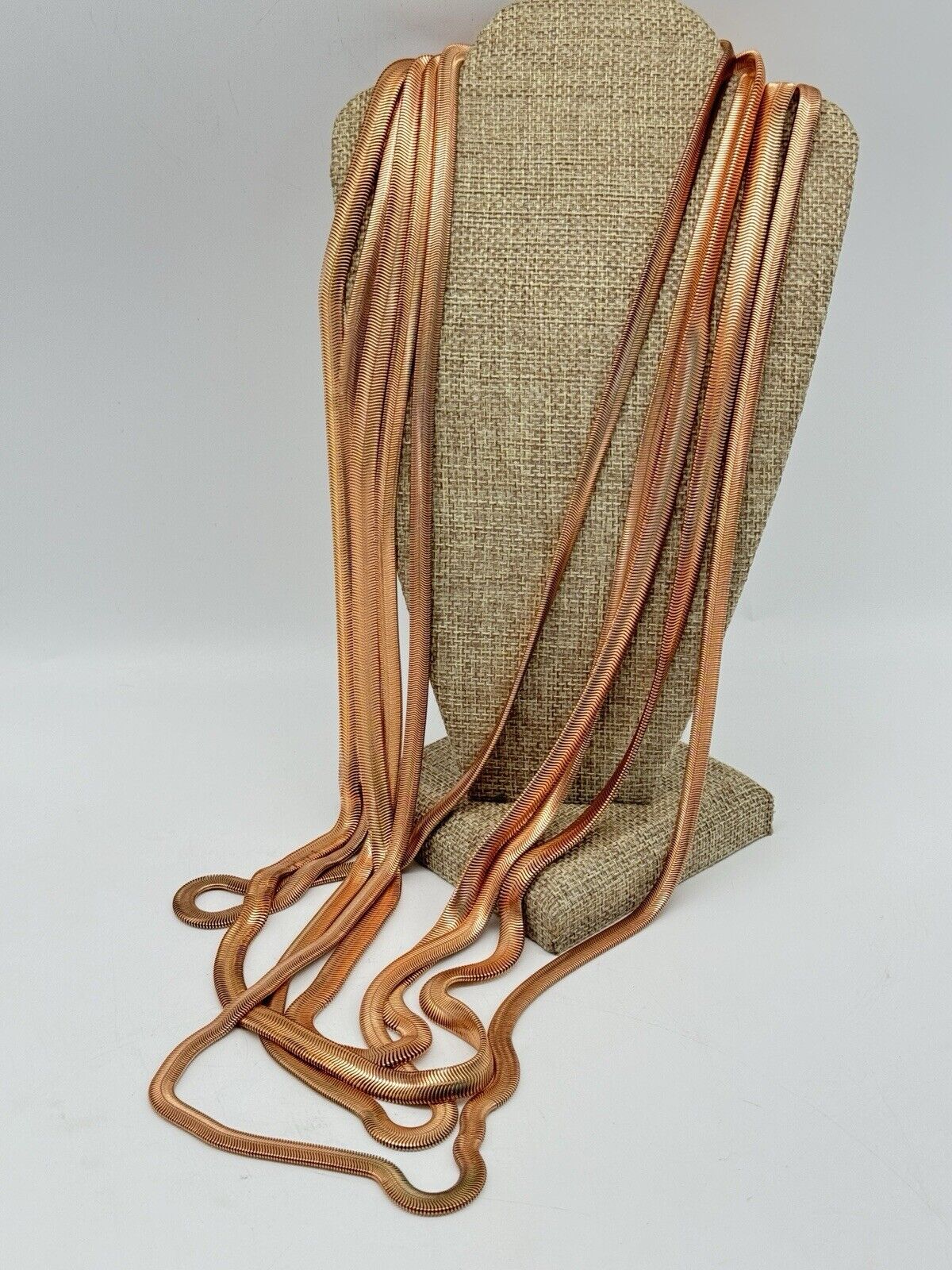 Vintage Signed GRAZIANO 4 Strand Snake Chain Roségold Tone Ca. 31”